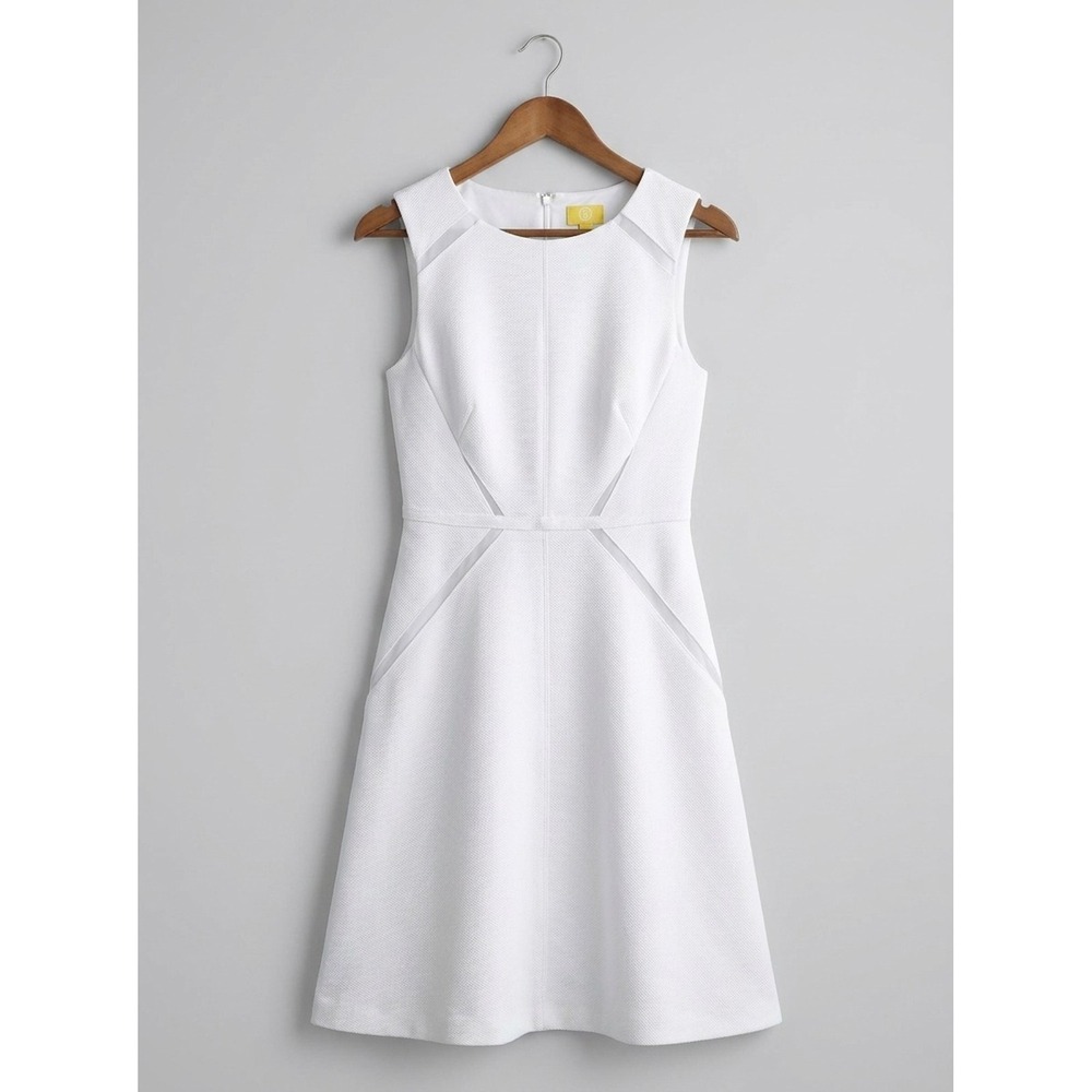 Liz Lange A-Line Dress Women Size M White NWOT Sleeveless Mesh Accents Midi
